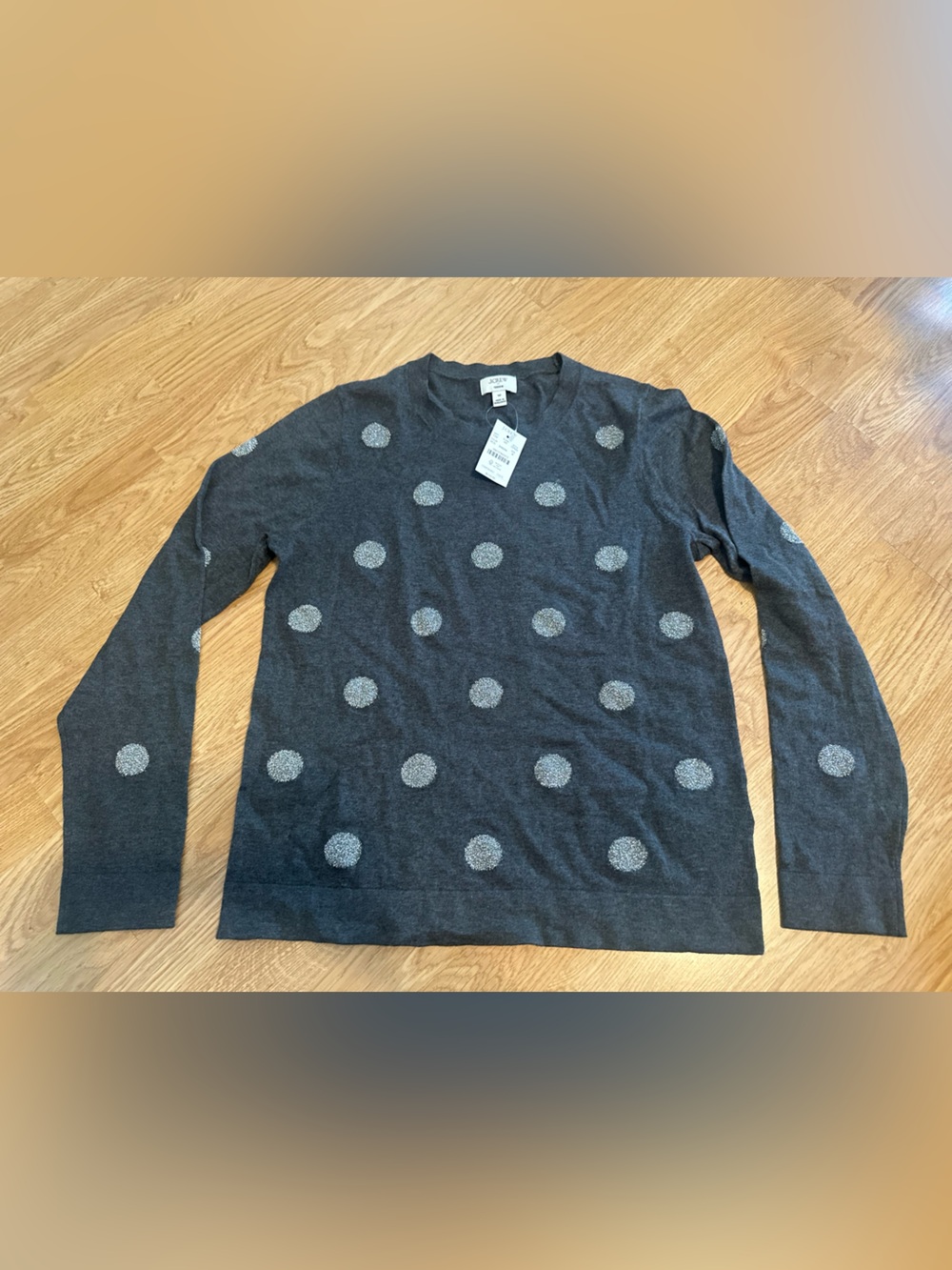 Women’s teddies Polka Dot Crewneck Sweater - Charcoal Gray